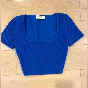 Babaton Blue Ribbed Crop Top. Like new. Size 2XS.